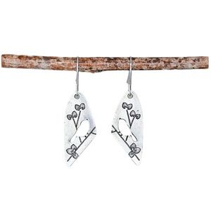 Boho Silver Cut Metal Bird Design Drop Earrings